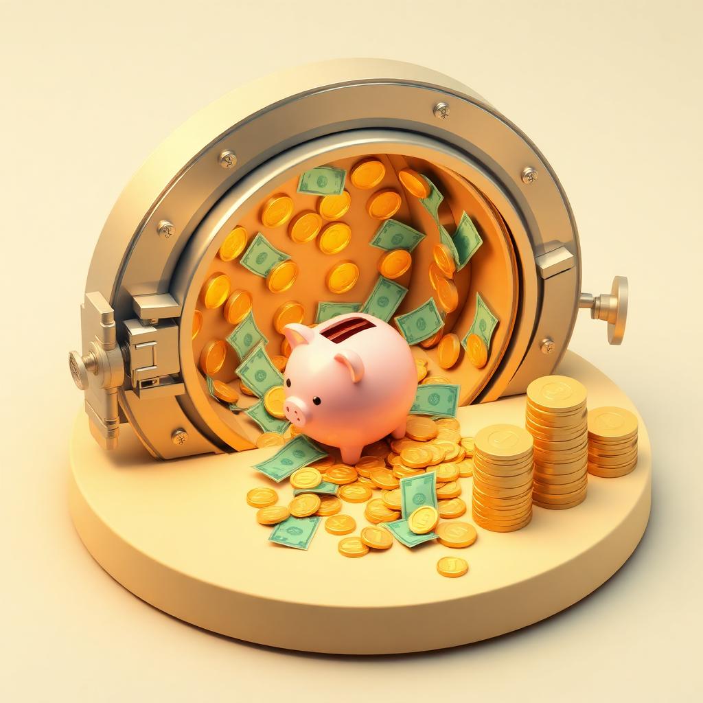 3D isometric bank vault opening with gold coins, dollar bills, and a piggy bank representing forgotten retirement savings